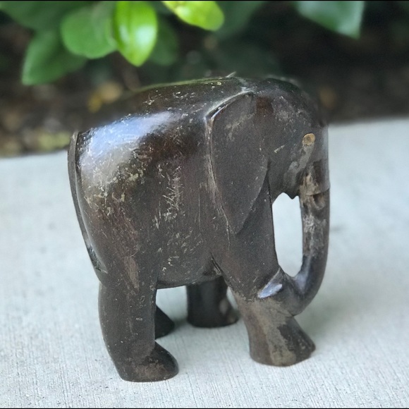 African Carved Wooden Elephant - Picture 2 of 4